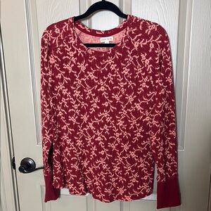Knox Rose Red Long Sleeve Cotton Blend Top EUC Sz XXL